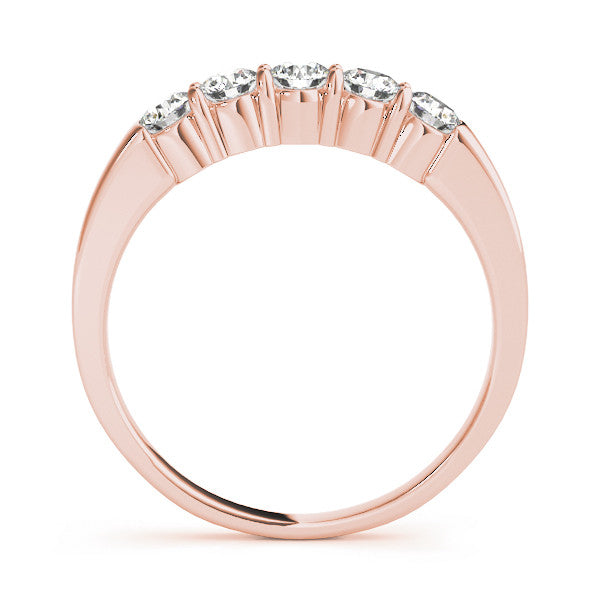 Rose gold Five-Stone Round Diamond Channel Set Band with Shared Prong Setting 2