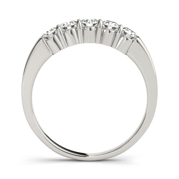 White gold Five-Stone Round Diamond Channel Set Band with Shared Prong Setting 2