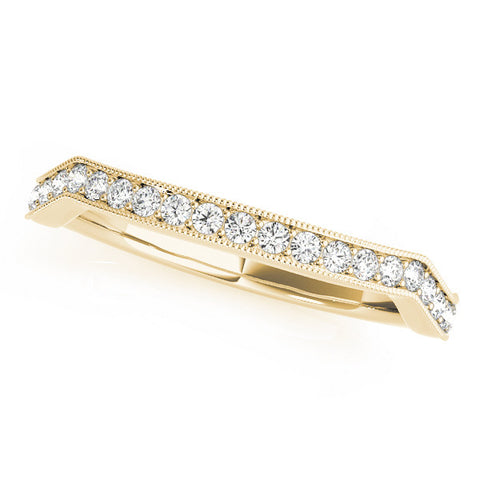 Yellow gold Milgrain Channel-Set Round Diamond Contour Band 1
