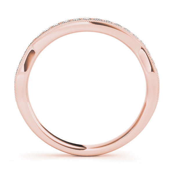 Rose gold Milgrain Channel-Set Round Diamond Contour Band 2