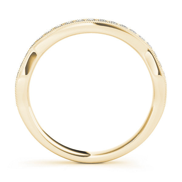Yellow gold Milgrain Channel-Set Round Diamond Contour Band 2