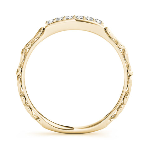 Yellow gold Round Diamond Bar Set Eternity Band with Filigree Design 2