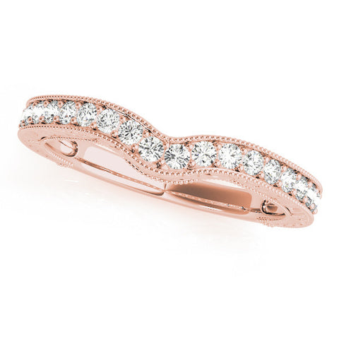 Rose gold Pave Round Diamond Curved Milgrain Band 1