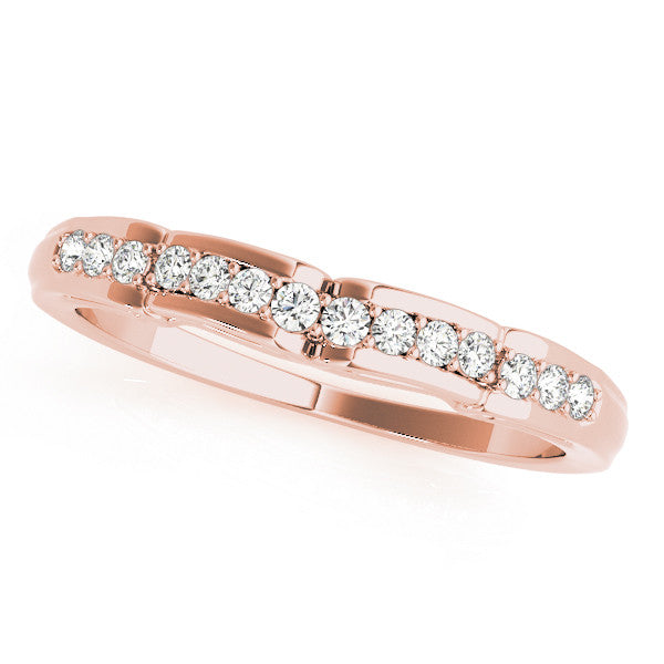 Rose gold Round Cut Diamond Channel Set White Gold Band 1
