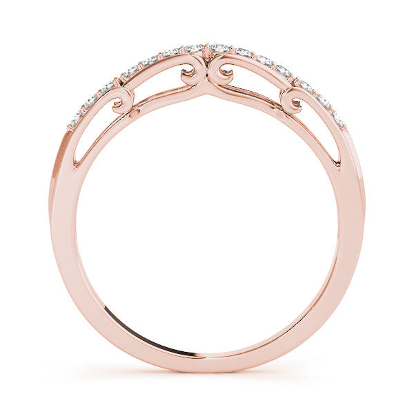 Rose gold Round Cut Diamond Channel Set White Gold Band 2