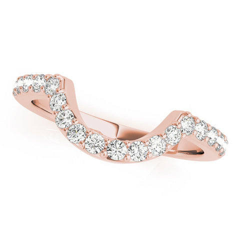 Rose gold Round Diamond Pavé Set Curved Band with U-Prong Setting 1