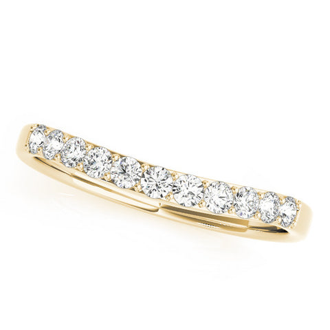 Yellow gold Round Diamond Channel Set Curved Wedding Band 1