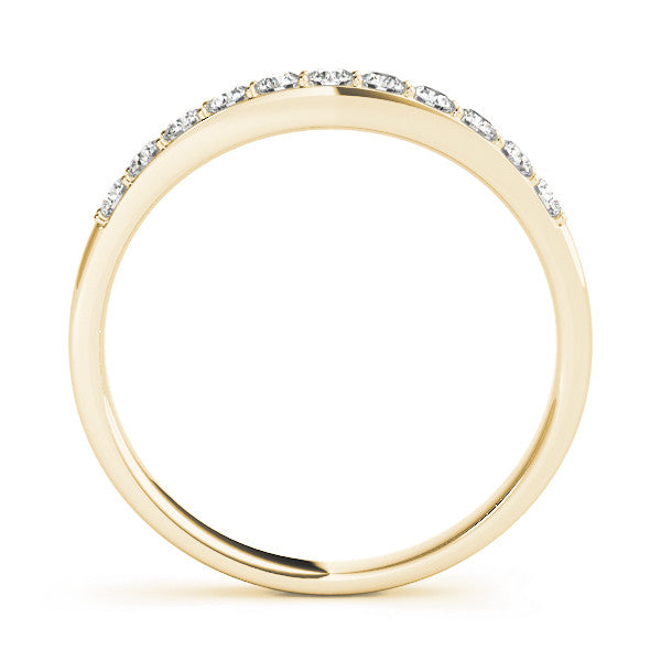 Yellow gold Round Diamond Channel Set Curved Wedding Band 2