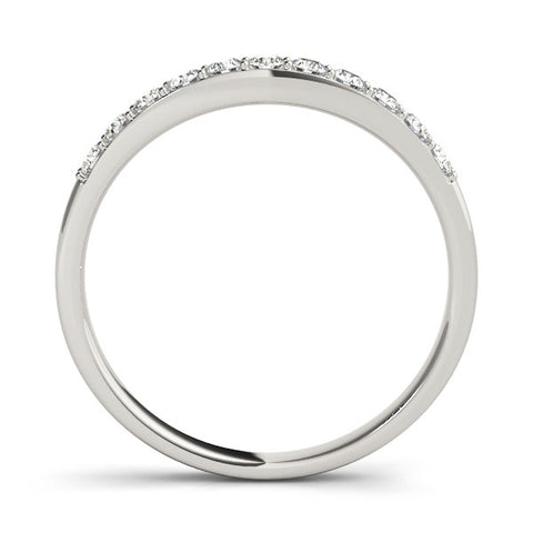 White gold Round Diamond Channel Set Curved Wedding Band 2