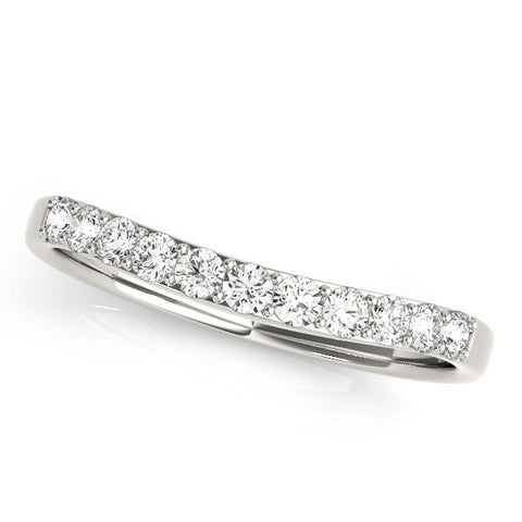 White gold Round Diamond Channel Set Curved Wedding Band 1