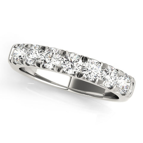 White gold Round Diamond Half-Eternity Prong Set Band 1