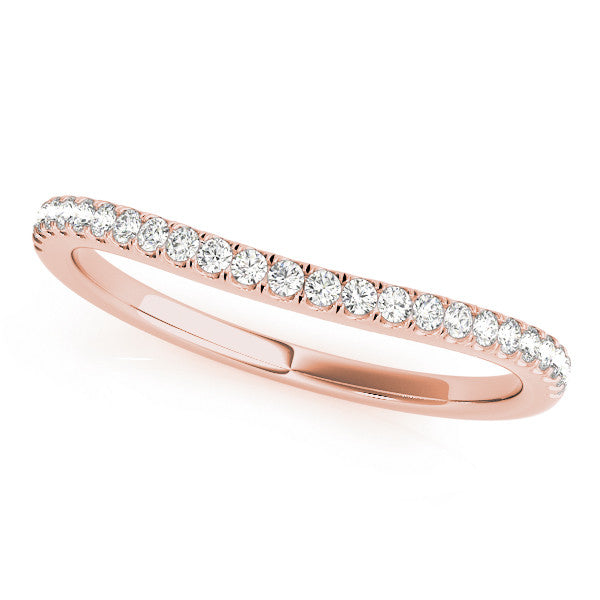 Rose gold Round Diamond Pavé Set Curved White Gold Band 1