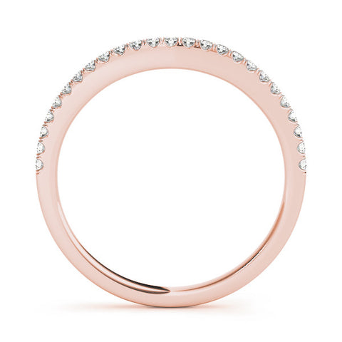 Rose gold Round Diamond Pavé Set Curved White Gold Band 2