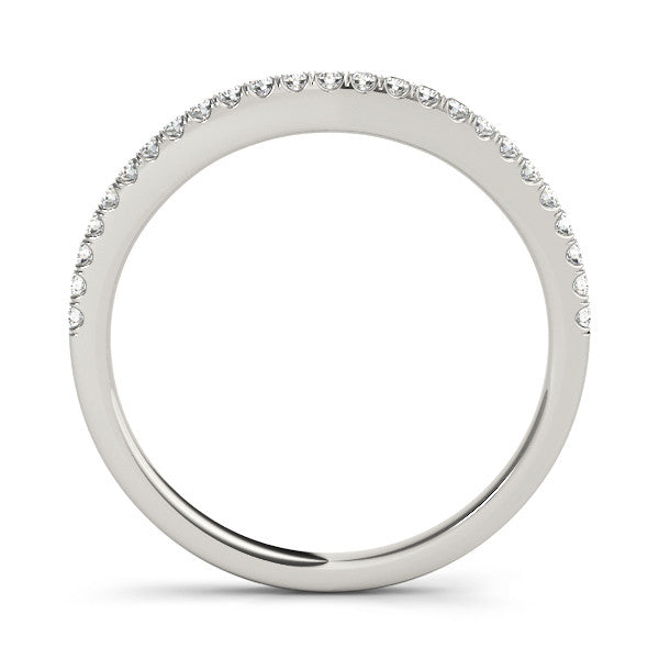 White gold Round Diamond Pavé Set Curved White Gold Band 2