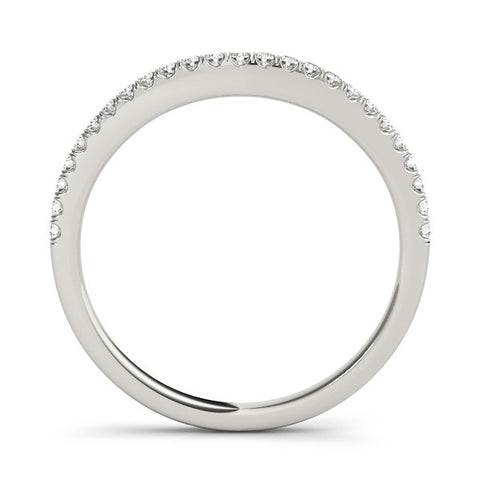 White gold Round Diamond Pavé Set Curved White Gold Band 2