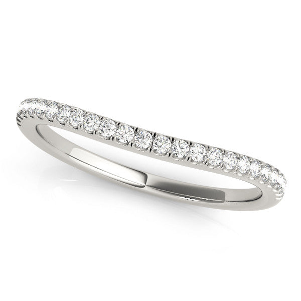 White gold Round Diamond Pavé Set Curved White Gold Band 1