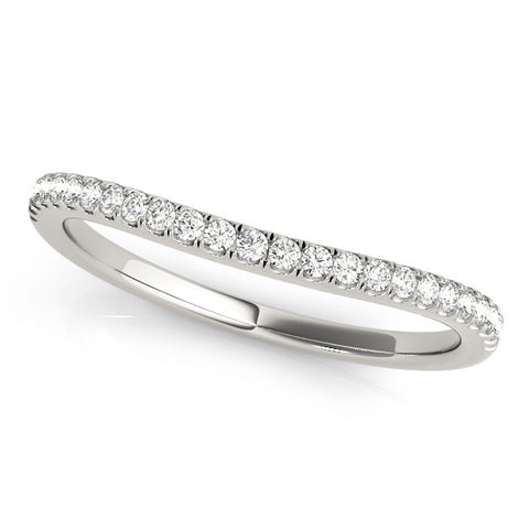 White gold Round Diamond Pavé Set Curved White Gold Band 1