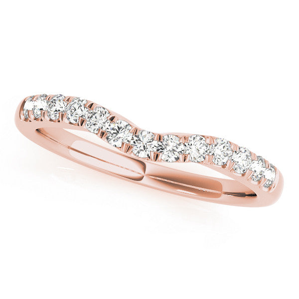 Rose gold Round Diamond Pavé Curved Eternity Band with Shared Prong Setting 1