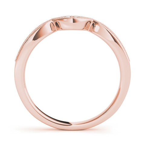 Rose gold Pavé Round Diamond Contour Milgrain Band 2