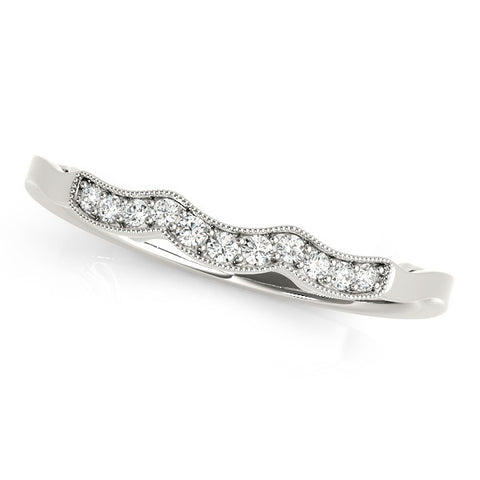 White gold Milgrain Pavé Round Diamond Curved Band 1