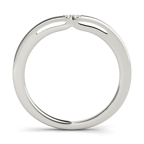 White gold Round Diamond Bypass Solitaire Band with Bezel Setting 2