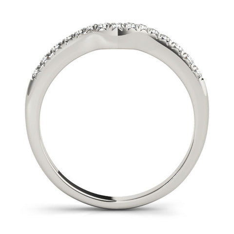 White gold Curved Pavé Round Diamond Wedding Band with Shared Prong Setting 2