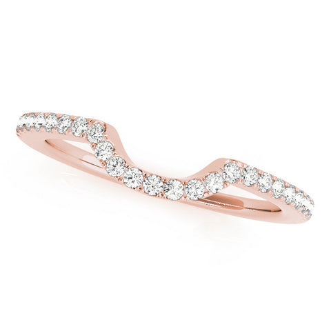 Rose gold Round Diamond Pavé-Set Contoured Wedding Band 1
