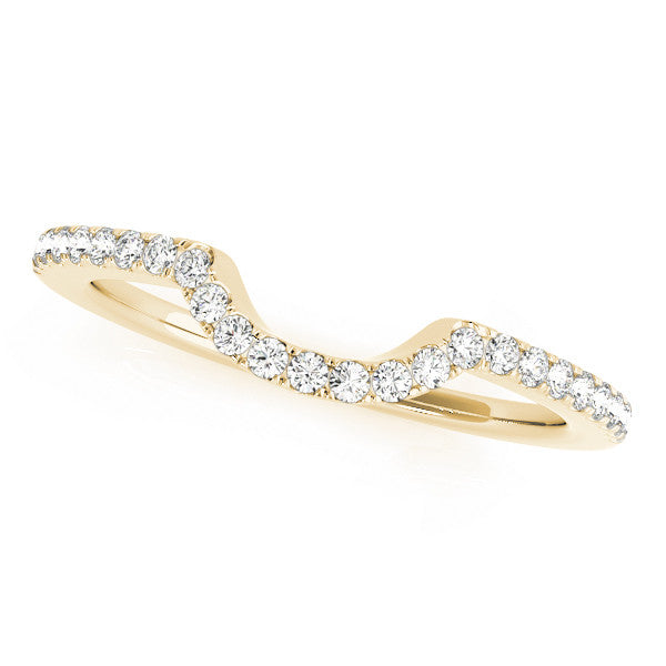 Yellow gold Round Diamond Pavé-Set Contoured Wedding Band 1