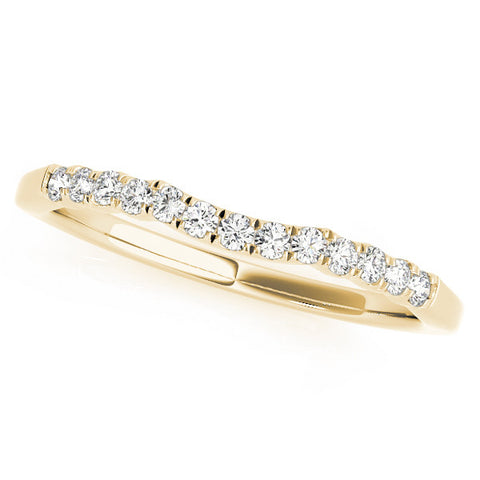 Yellow gold Round Diamond U-Shape Pavé Curved Wedding Band 1