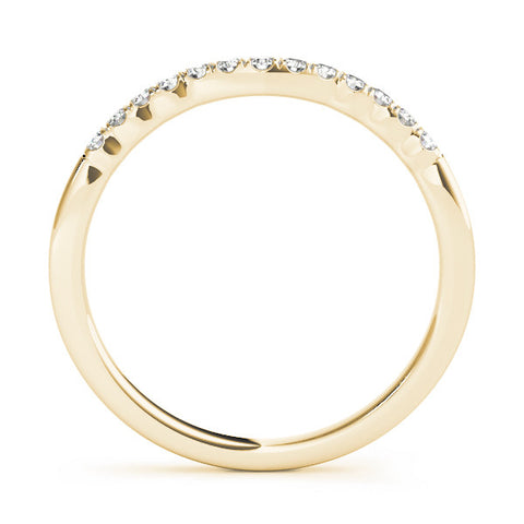 Yellow gold Round Diamond U-Shape Pavé Curved Wedding Band 2