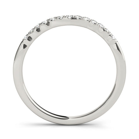 White gold Round Diamond U-Shape Pavé Curved Wedding Band 2