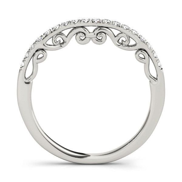 White gold Curved Diamond Pavé Round Eternity Band with Shared Prong Setting 2