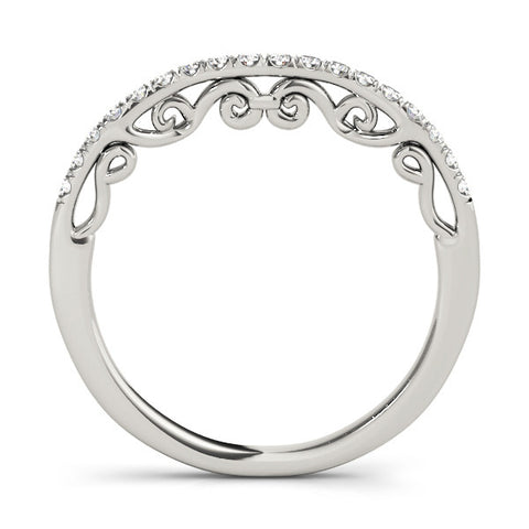 White gold Curved Diamond Pavé Round Eternity Band with Shared Prong Setting 2
