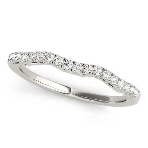 White gold Curved Diamond Pavé Round Eternity Band with Shared Prong Setting 1