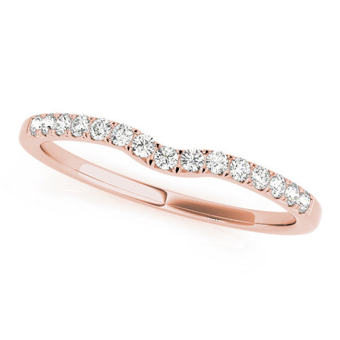 Rose gold Round Diamond Curved Pavé Wedding Band with Shared Prong Setting 1
