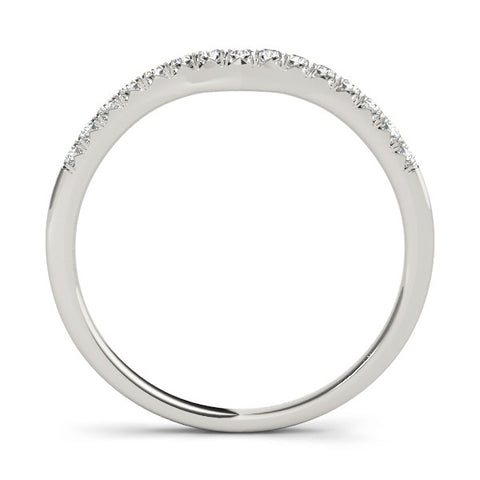 White gold Round Diamond Curved Pavé Wedding Band with Shared Prong Setting 2