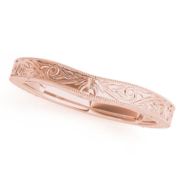 Rose gold Engraved Vintage Scroll Milgrain Band 1