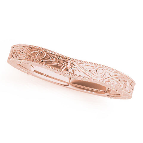 Rose gold Engraved Vintage Scroll Milgrain Band 1