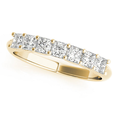 Yellow gold Princess Cut Diamond Channel Set Eternity Band with Prong Setting 1