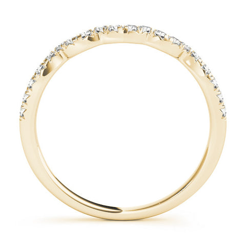 Yellow gold Round Diamond Scalloped Pavé Wedding Band with Shared Prong Setting 2