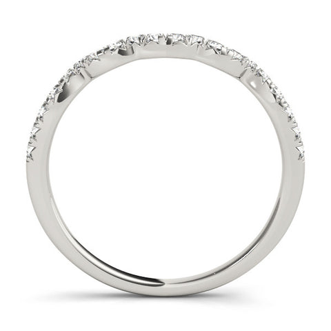 White gold Round Diamond Scalloped Pavé Wedding Band with Shared Prong Setting 2