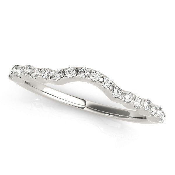 White gold Curved Pavé Round Diamond Eternity Band with U-Prong Setting 1