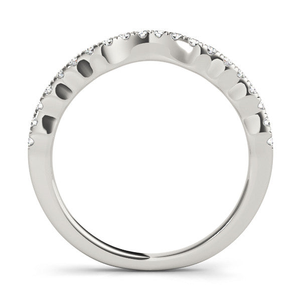 White gold Curved Pavé Round Diamond Eternity Band with U-Prong Setting 2