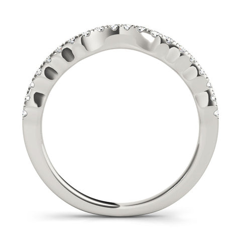 White gold Curved Pavé Round Diamond Eternity Band with U-Prong Setting 2