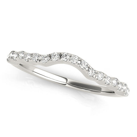 White gold Curved Pavé Round Diamond Eternity Band with U-Prong Setting 1