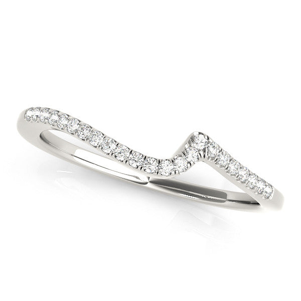 White gold Pavé Round Diamond Chevron Band with Prong Setting 1