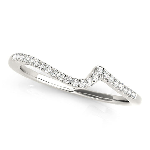 White gold Pavé Round Diamond Chevron Band with Prong Setting 1