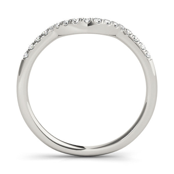 White gold Diamond Curved Pavé Round Stone Contour Band 2