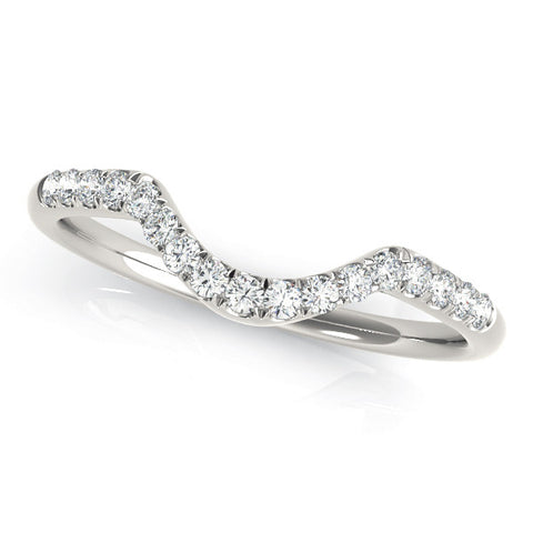 White gold Diamond Curved Pavé Round Stone Contour Band 1