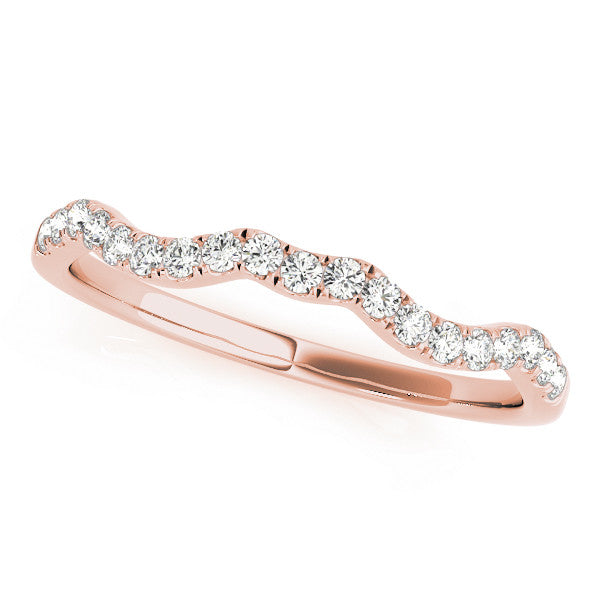 Rose gold Round Diamond Pavé Curved Wedding Band 1